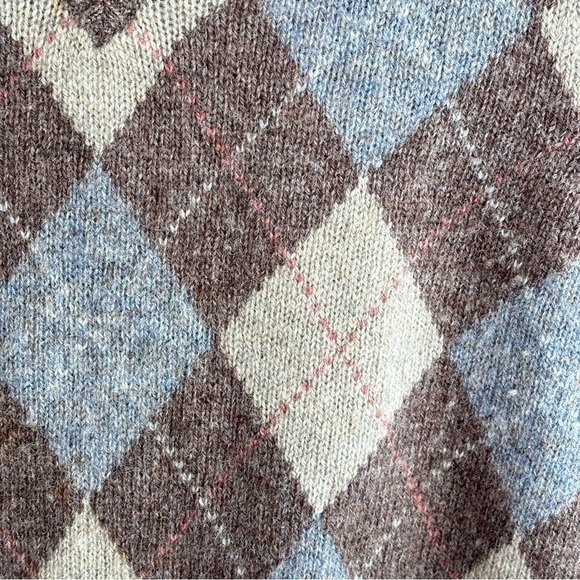 VTG Breamar Mens XL 100% Scottish Wool Sweater Vest Argyle  Made in Hong Kong - Picture 9 of 9